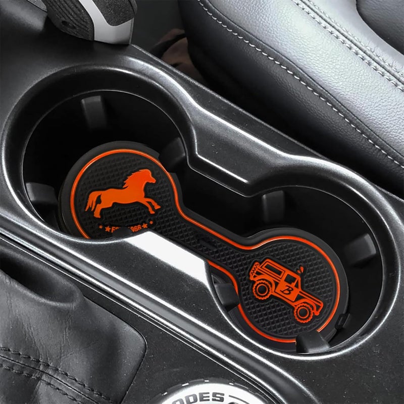 LSAUTO Car Cup Holder Coaster Compatible with Ford Bronco Offroad 2021-2025, Silicone Car Decorative Water Coaser, Bronco Car Accessories (Orange) - Image 3